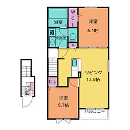 グランフェリシア1 2LDKの間取図画像