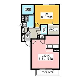 ルシアンA 1LDKの間取図画像