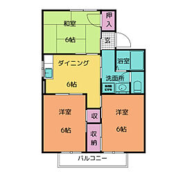 セジュール音羽B 3DKの間取図画像