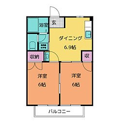 ニューシティ神谷 2DKの間取図画像