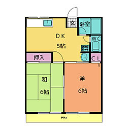 メゾン加茂川 1階2DKの間取り