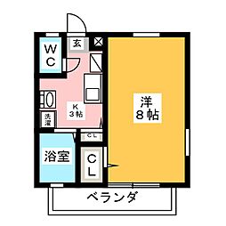 コーポミノワ井上 1階1Kの間取り