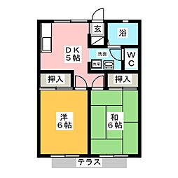 プラザ広久手A 2DKの間取図画像