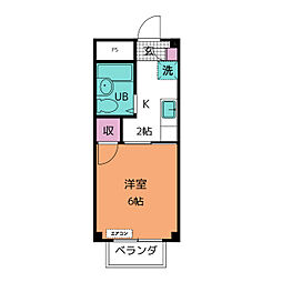 メゾン小坂A 1Kの間取図画像