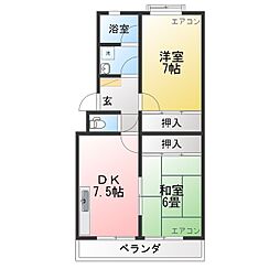 コーポ美豊2 2DKの間取図画像