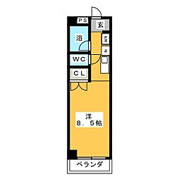豊田メモリアルハイツ ワンルームの間取図画像