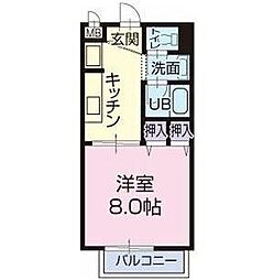 サープラスワン中根 1Kの間取図画像