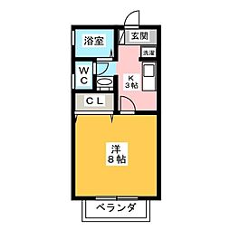 パストラルヤマシタ 1Kの間取図画像