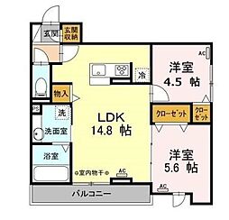 ココブラン 2LDKの間取図画像