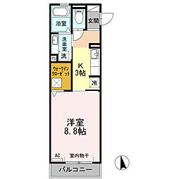グランクロワール ワンルームの間取図画像