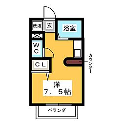 パステル朝日 ワンルームの間取図画像