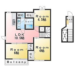 コーポアカリ 3LDKの間取図画像