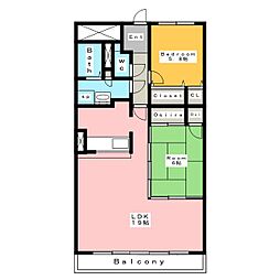 サンシャインハイツ 8階2LDKの間取り