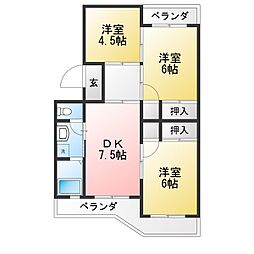 ヴィラ小松島 3DKの間取図画像