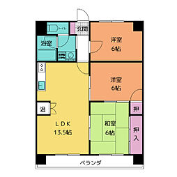 アップヒル野々山ビル 3LDKの間取図画像