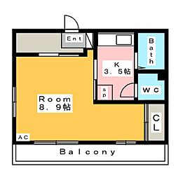 ヴィラピピ 1Kの間取図画像