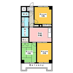 ガーデンヒルズみのわ 3DKの間取図画像