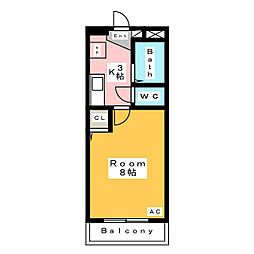アップルヒルズ3 1Kの間取図画像