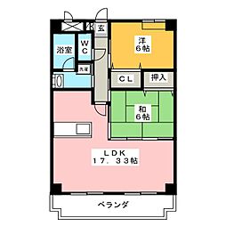 バトー・モンテ 2LDKの間取図画像