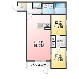 ミオ フラーゼ A棟 2LDKの間取図画像
