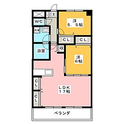 フローレンス三河安城 2LDKの間取図画像