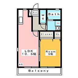 ノヴァントゥーノA 1LDKの間取図画像