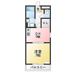 アップルヒルズ 1DKの間取図画像