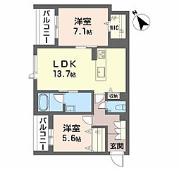 クレールコート安城 2LDKの間取図画像