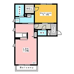 サンモール・キャッスル 1LDKの間取図画像