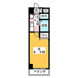 A・City朝日町 1Kの間取図画像