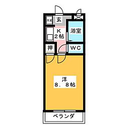 スプリングヒルズ二本木 1Kの間取図画像