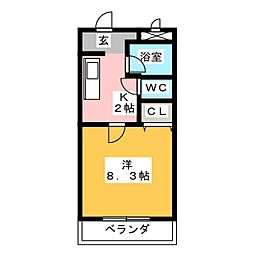 さくら 1Kの間取図画像