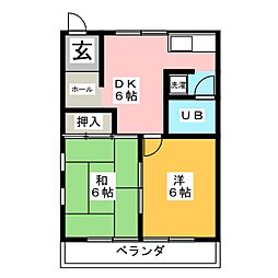 ハイツKiso 2DKの間取図画像