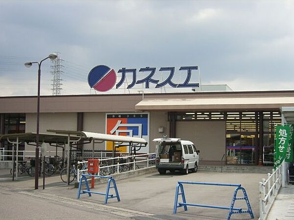 画像22:スーパー「カネスエまで1200m」