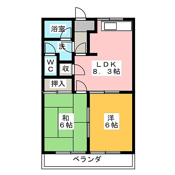 ガーデンハイツ扶桑 ｜愛知県丹羽郡扶桑町大字高雄字薬師堂(賃貸マンション2LDK・2階・49.20㎡)の写真 その2