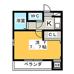 エクセラン柏森 1Kの間取図画像