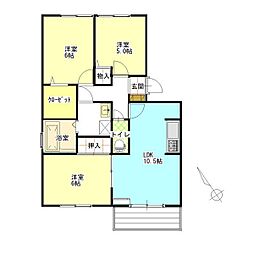 そなぎハイツ 2階3LDKの間取り
