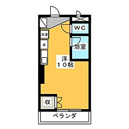 大口平和マンション ワンルームの間取図画像