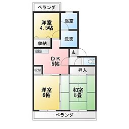 ビスターリ天神 3DKの間取図画像