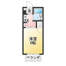 センメゾン 1Kの間取図画像
