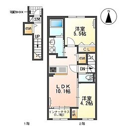 ファミール裏之門 2LDKの間取図画像