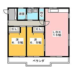 コーポタナカ 2LDKの間取図画像