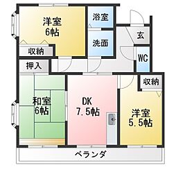 SunGreenIto 3DKの間取図画像