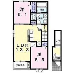 ピアチェーレ 2LDKの間取図画像