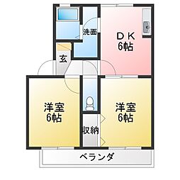ジュネス扶桑 2DKの間取図画像