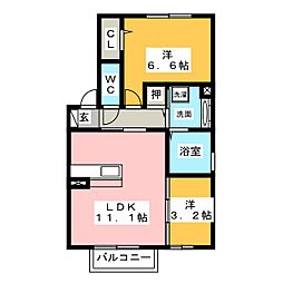 フローラ 2LDKの間取図画像