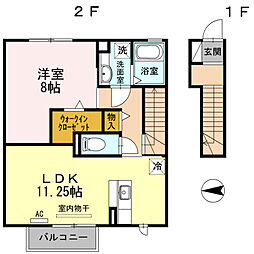 リヴェール 1LDKの間取図画像