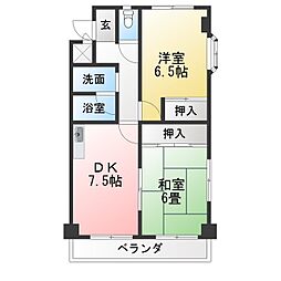 ハイツドレミ 2DKの間取図画像
