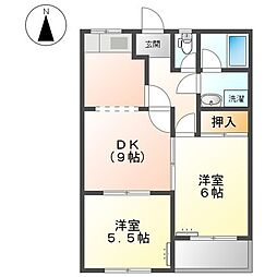 サンシャイン上坂 2LDKの間取図画像