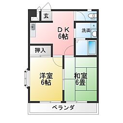ハイツドレミ 2DKの間取図画像